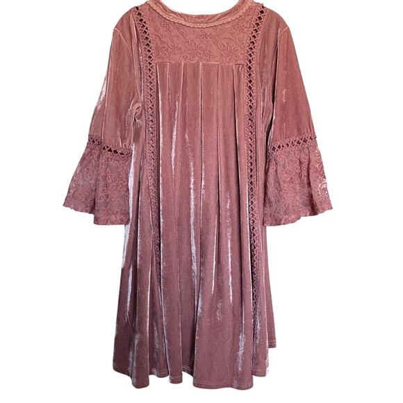 POL Blush Velvet Boho Tunic Dress MCottagecore Fall Layering Fairy Softgirl - Picture 4 of 11